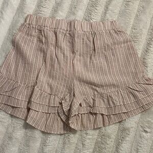 Umgee Striped Ruffle Hem Women Shorts